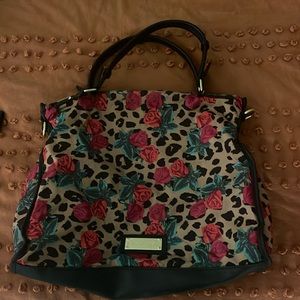 Betsey Johnson leopard / rose purse